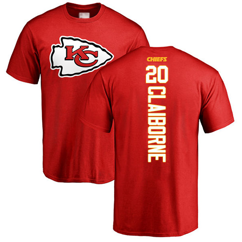Men Kansas City Chiefs #20 Claiborne Morris Red Backer T-Shirt